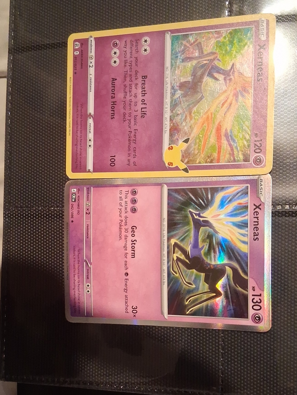 Pokemon Xerneas Holo Trading Cards Pink Purple Yellow
